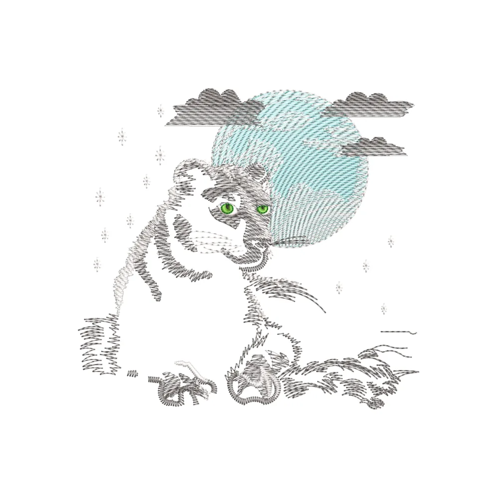 Jaguar Night Embroidery Design