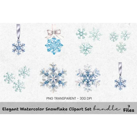 Elegant Snowflake Clipart Bundle