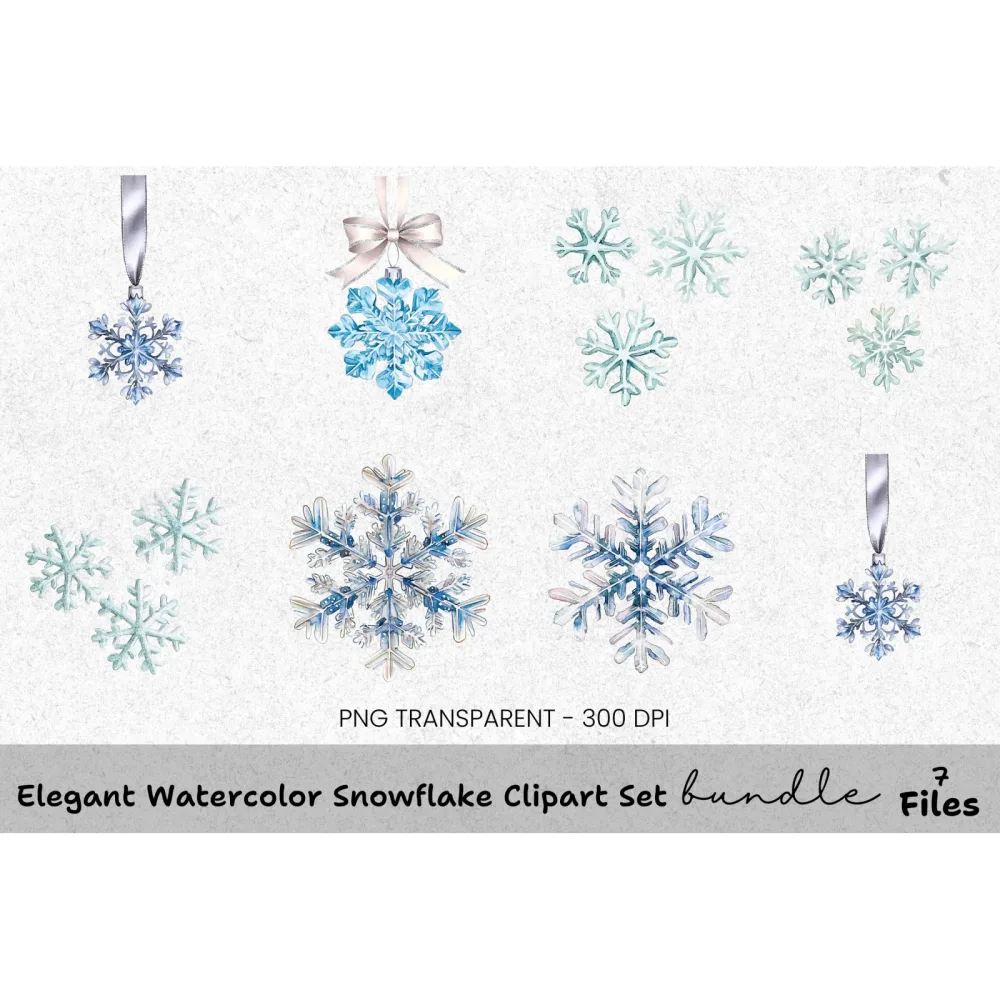 Elegant Snowflake Clipart Bundle