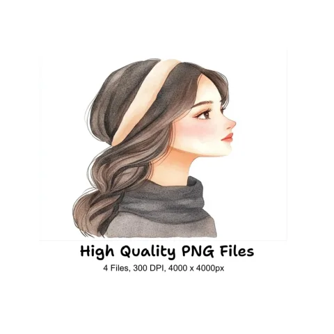 Elegant Women Bun Hairstyle Clipart Bundle