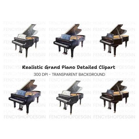 Elegant Grand Piano Clipart Bundle