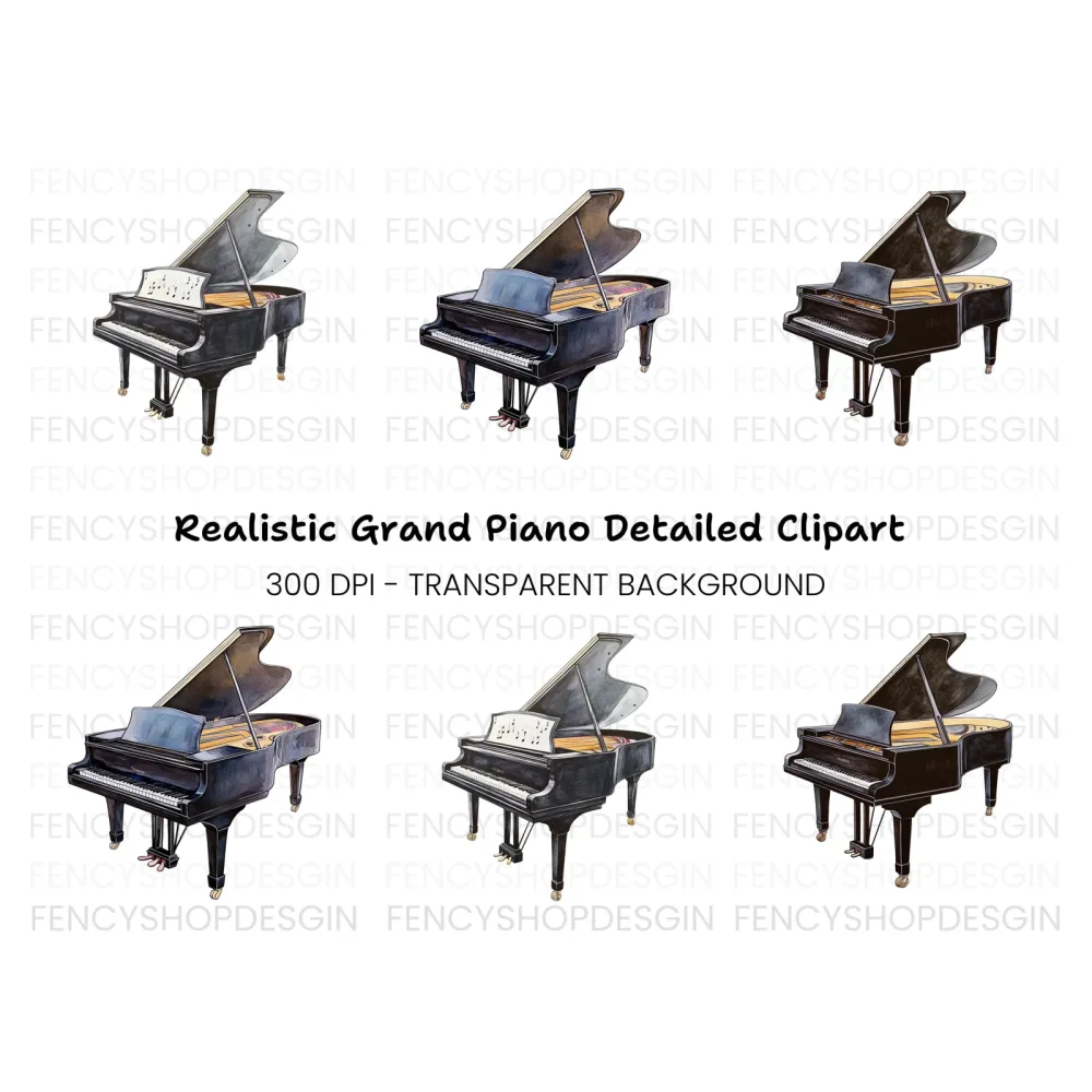 Elegant Grand Piano Clipart Bundle