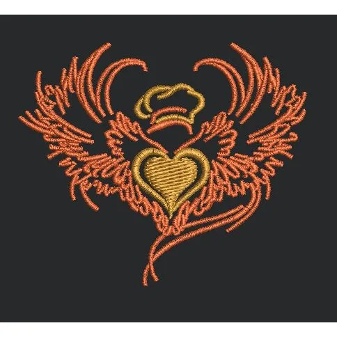 Culinary Winged Heart Emblem Embroidery Design