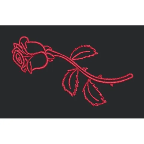 Single Stem Floral Outline Embroidery Design