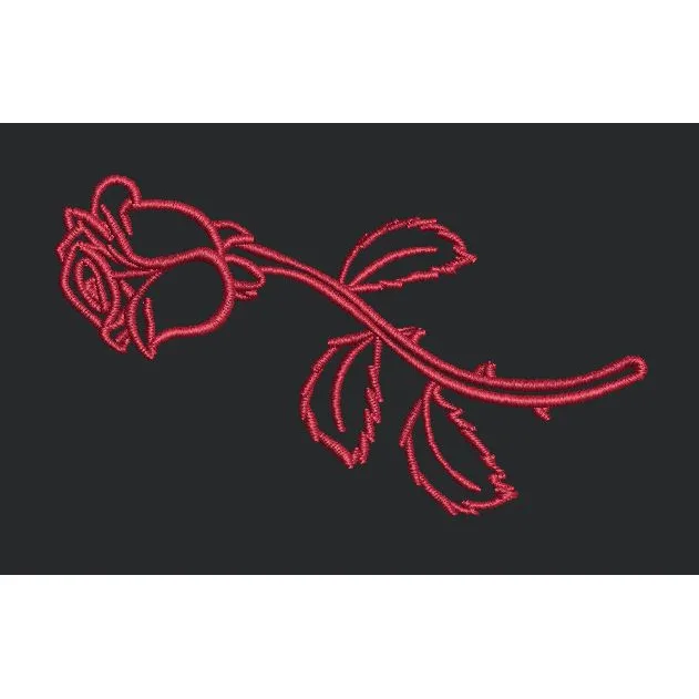Single Stem Floral Outline Embroidery Design