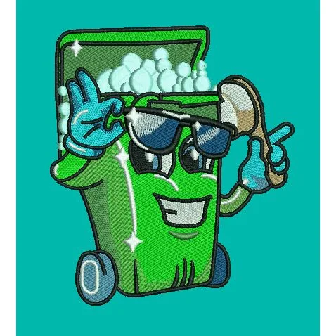 Cool Trash Bin Embroidery Design