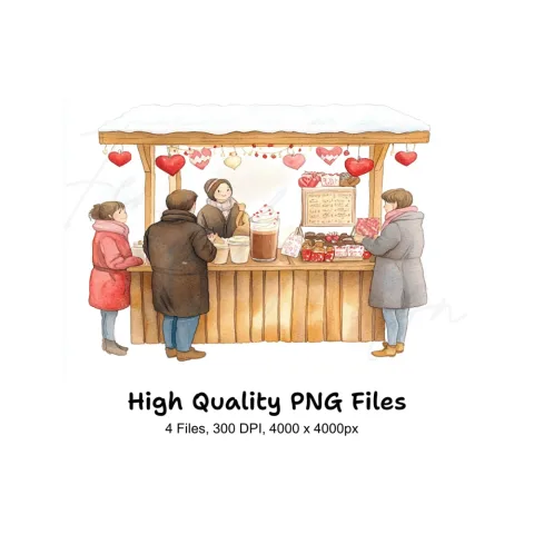 Winter Market Valentine Day Clipart Bundle