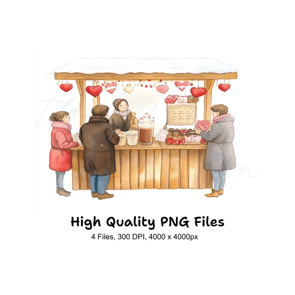 Winter Market Valentine Day Clipart Bundle
