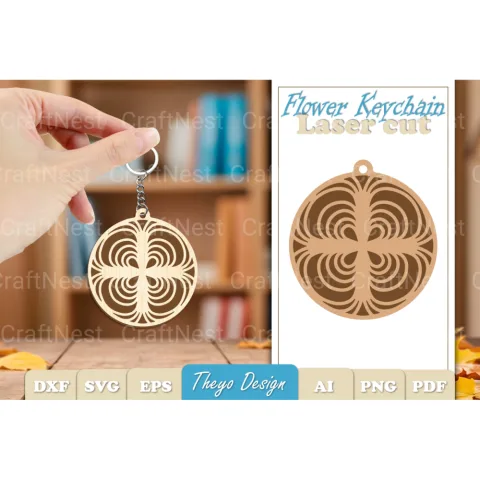 Flower Mandala Keychain SVG Bundle