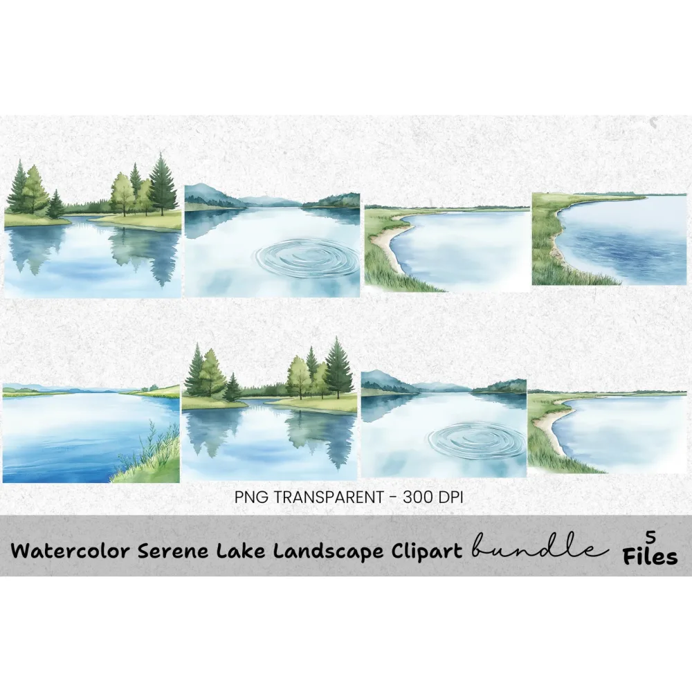 Serene Lake Landscape Clipart Bundle
