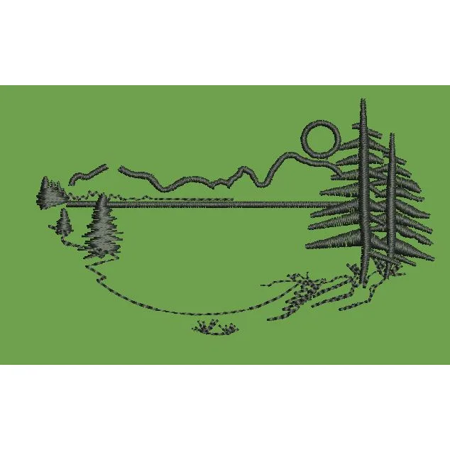 Forest Mountain Landscape Embroidery Design