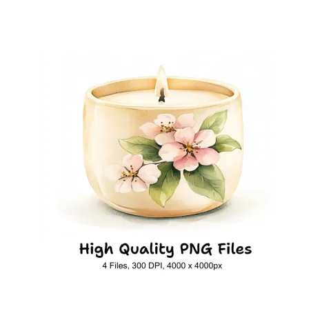 Aromatic Floral Candle Clipart Bundle