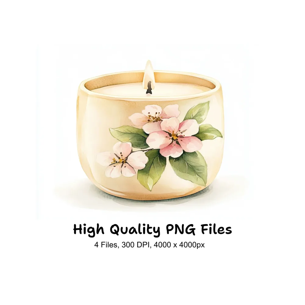 Aromatic Floral Candle Clipart Bundle