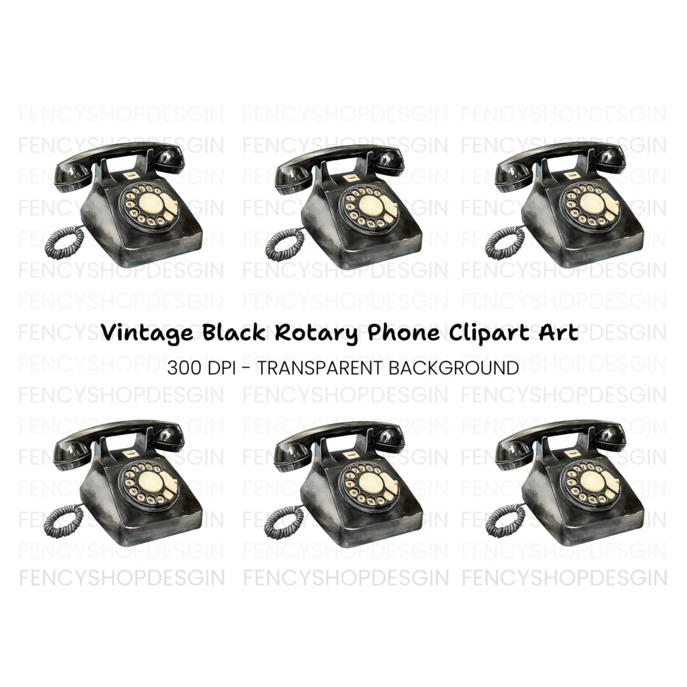 Classic Black Rotary Telephone Clipart Bundle