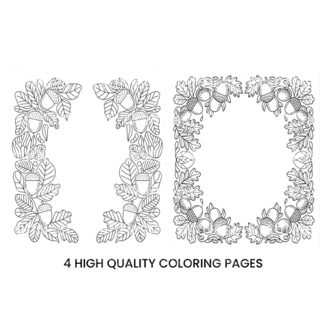 Autumn Acorn and Oak Leaf Frames Coloring Books