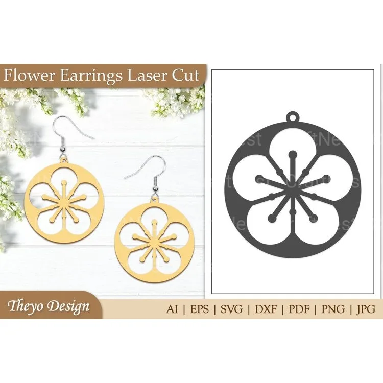 Earrings Lasercut Flower SVG Bundle