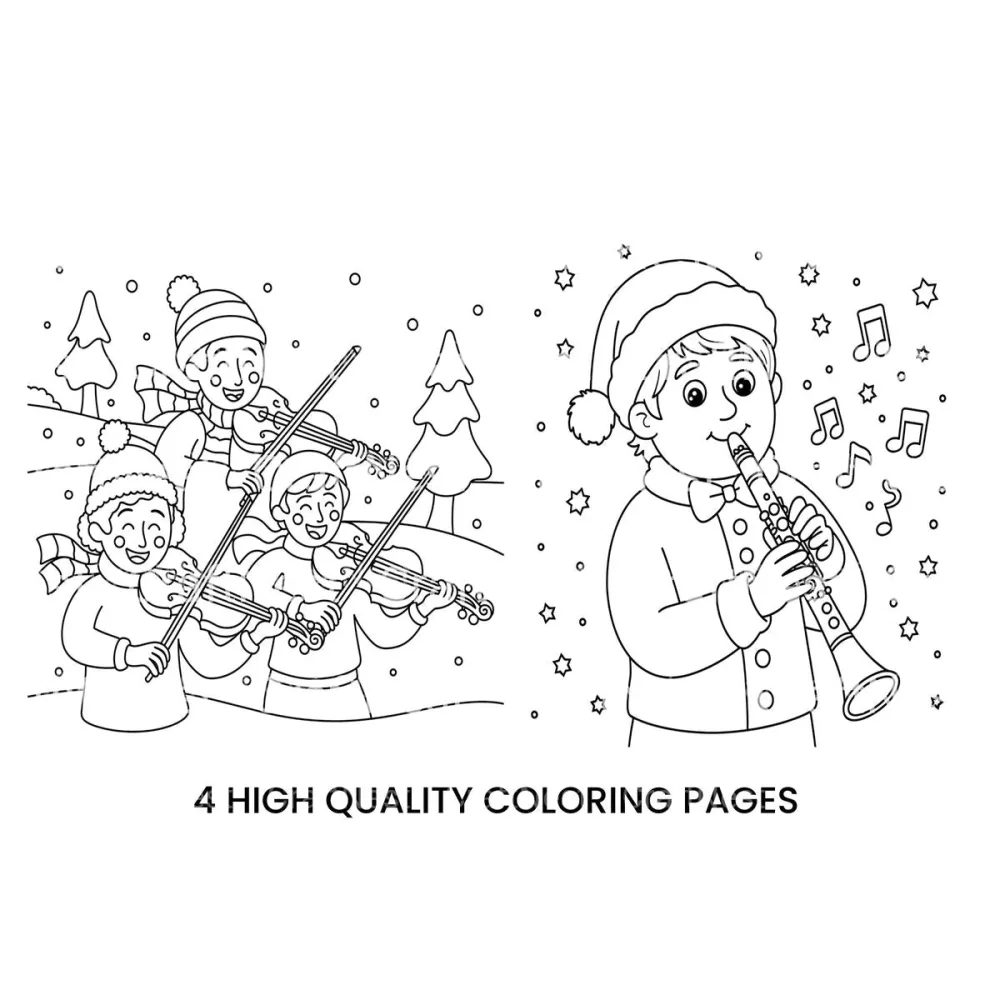 Cute Flutist Christmas Coloring Books