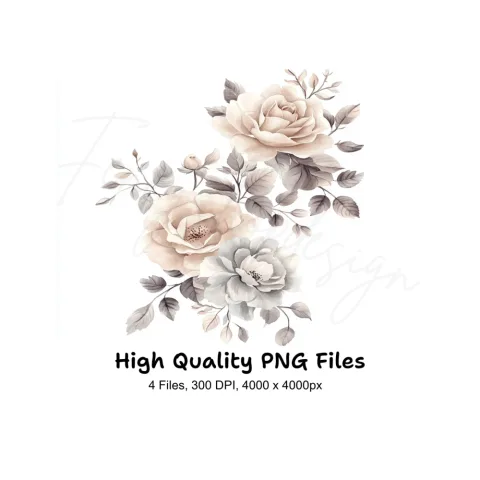 Delicate Rose Clipart Bundle