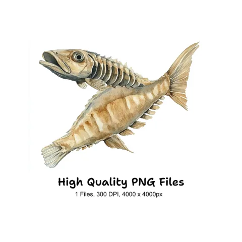 Fish Skeleton Clipart Bundle