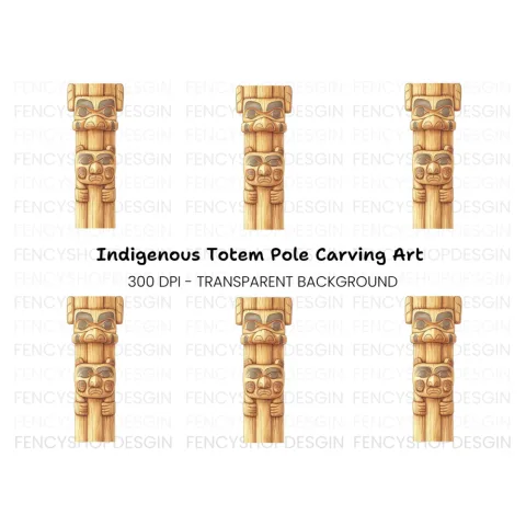 Indigenous Totem Pole Clipart Bundle