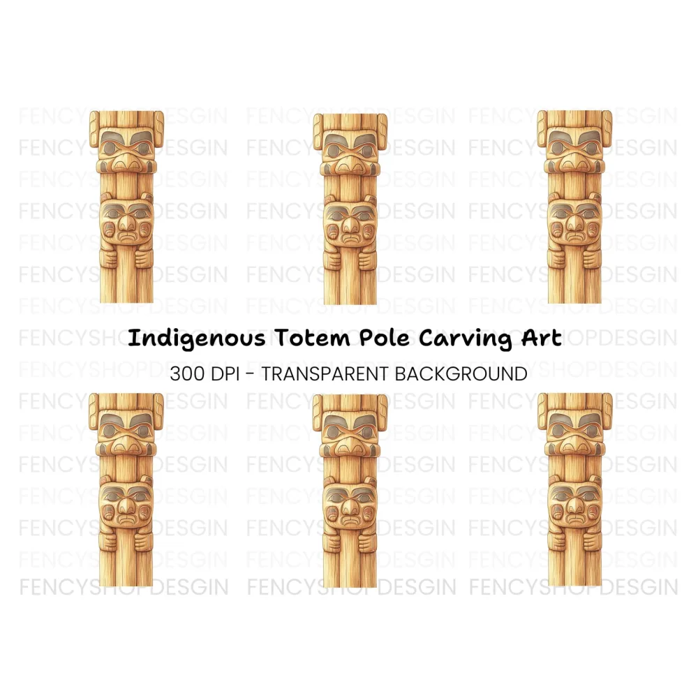 Indigenous Totem Pole Clipart Bundle