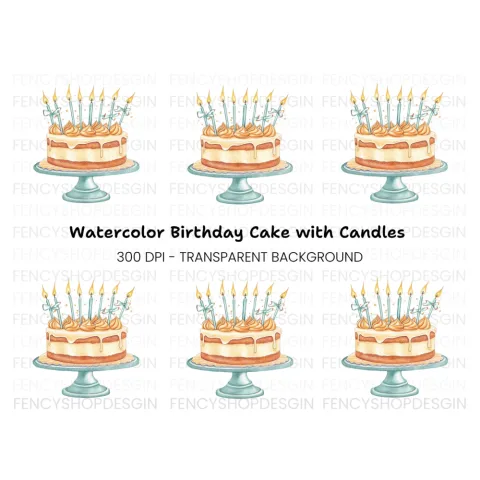 Birthday Cake with Candles Clipart Bundle