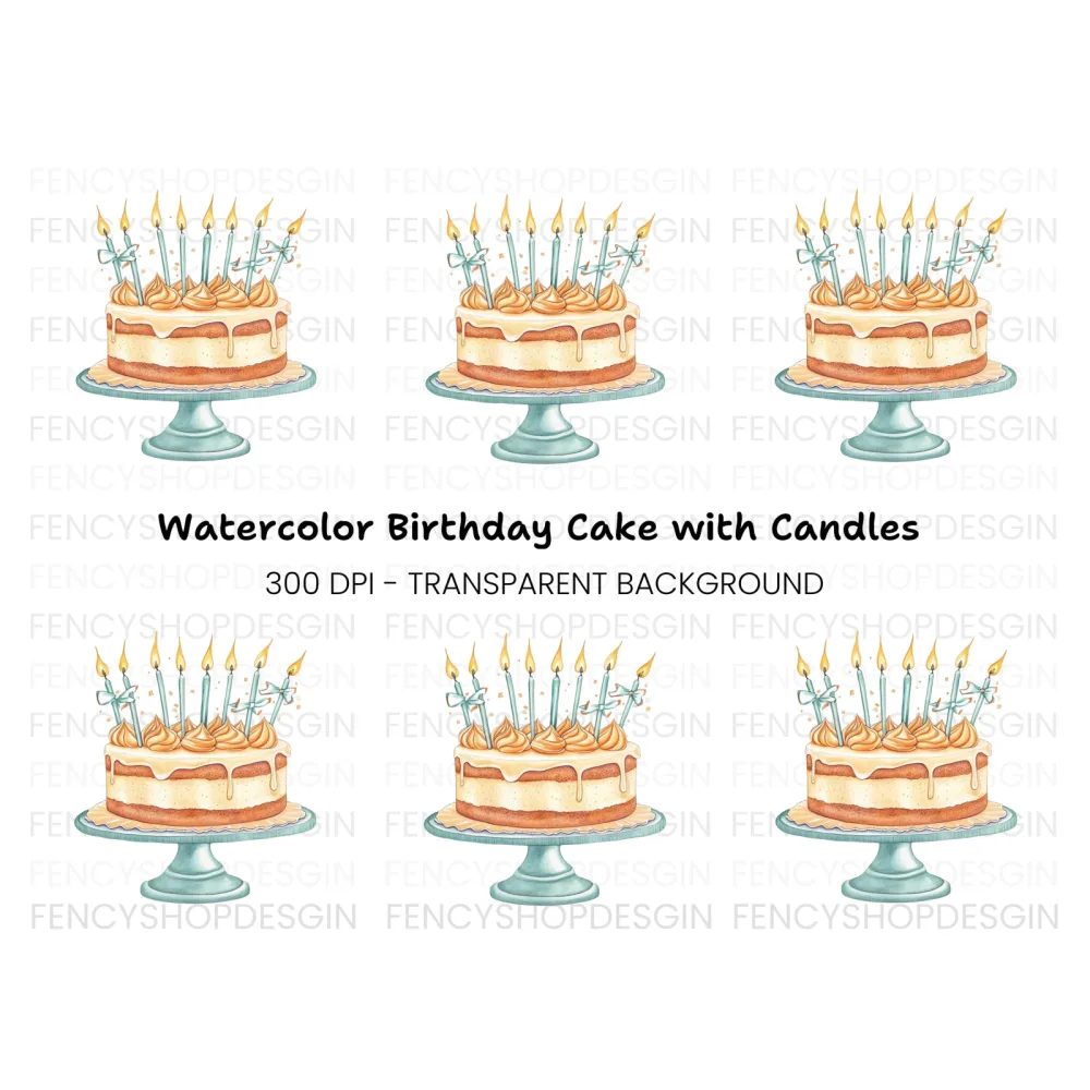 Birthday Cake with Candles Clipart Bundle