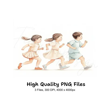 Kids Running Clipart Bundle