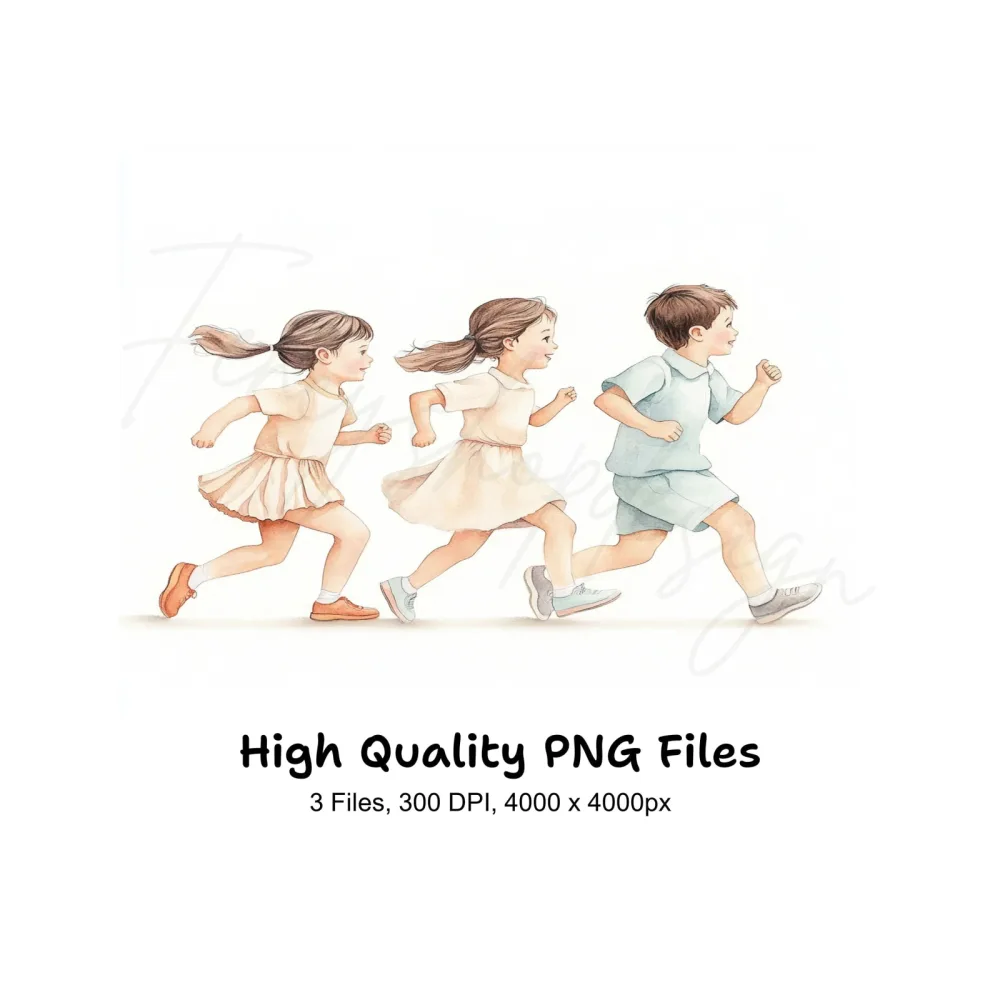Kids Running Clipart Bundle