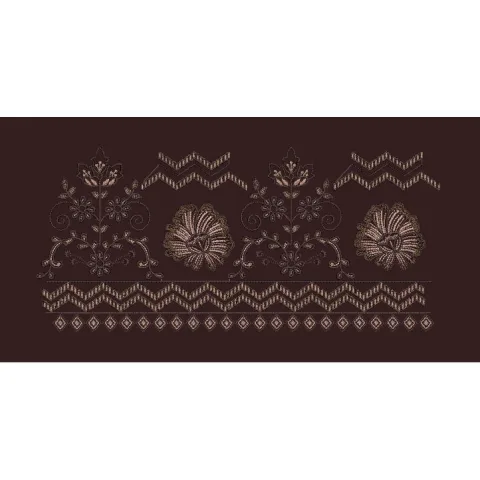 Alternating Floral Spire and Chevron Border Embroidery Design