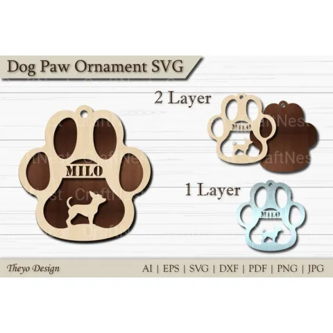 Dog Paw Ornament SVG Bundle