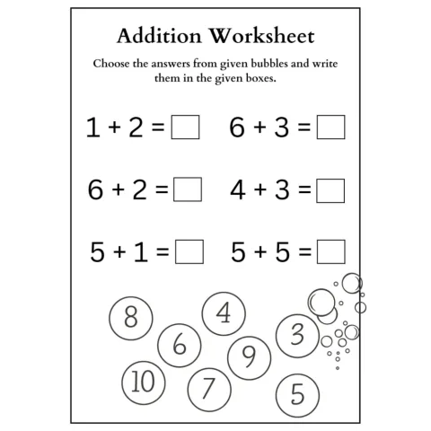 Addition Choose the Answer Worksheets