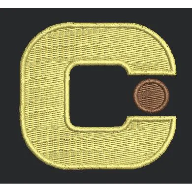 Golden Letter C Monogram Embroidery Design