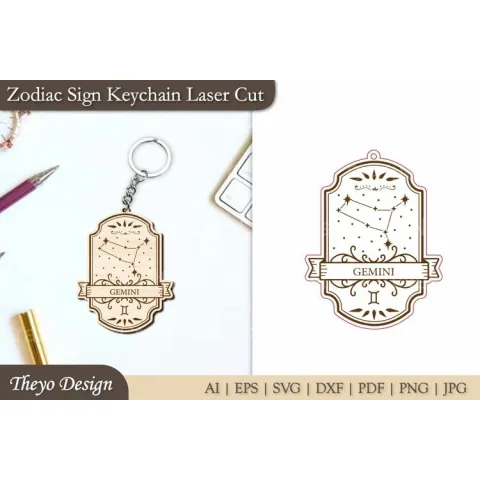 Zodiac Sign Keychain SVG Bundle