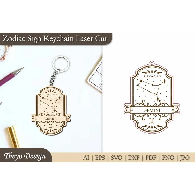 Zodiac Sign Keychain SVG Bundle
