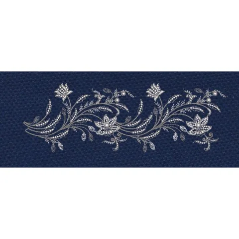 Floral Border Navy Blue Embroidery Design