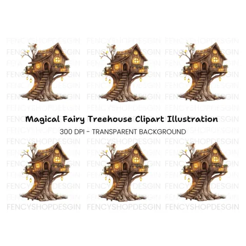 Enchanted Fairy Treehouse Clipart Bundle