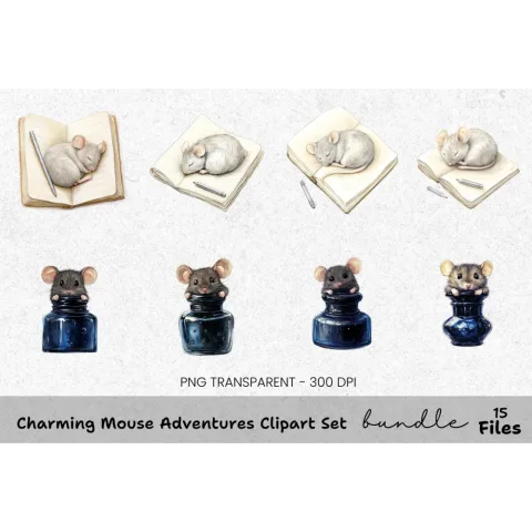 Charming Mouse Adventures Clipart Bundle