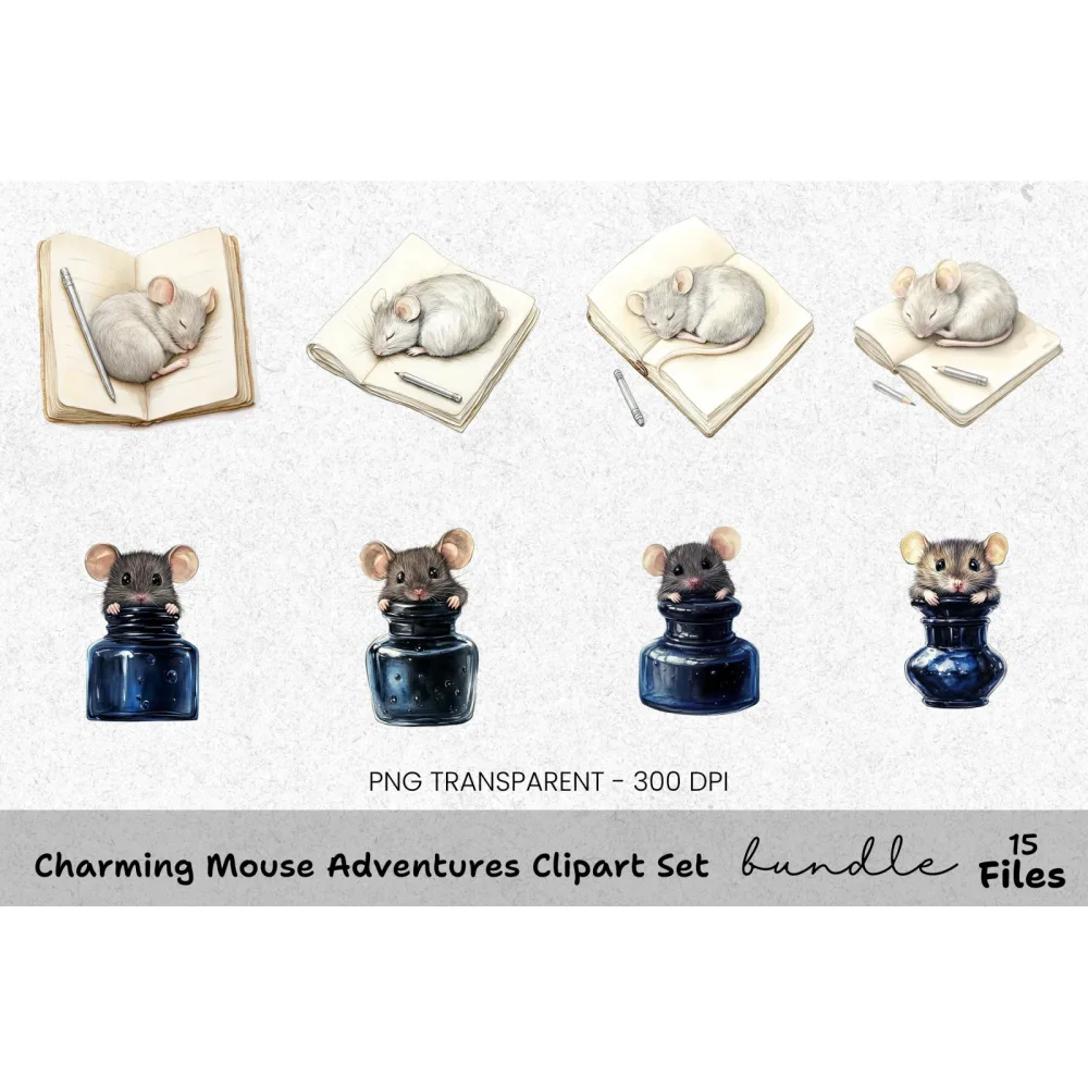 Charming Mouse Adventures Clipart Bundle