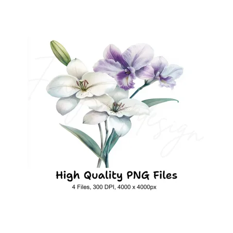 Elegant Lilies and Orchids Clipart Bundle