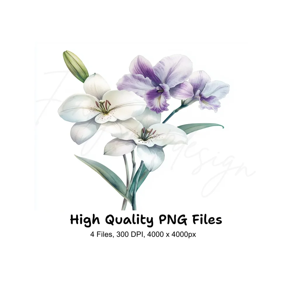 Elegant Lilies and Orchids Clipart Bundle