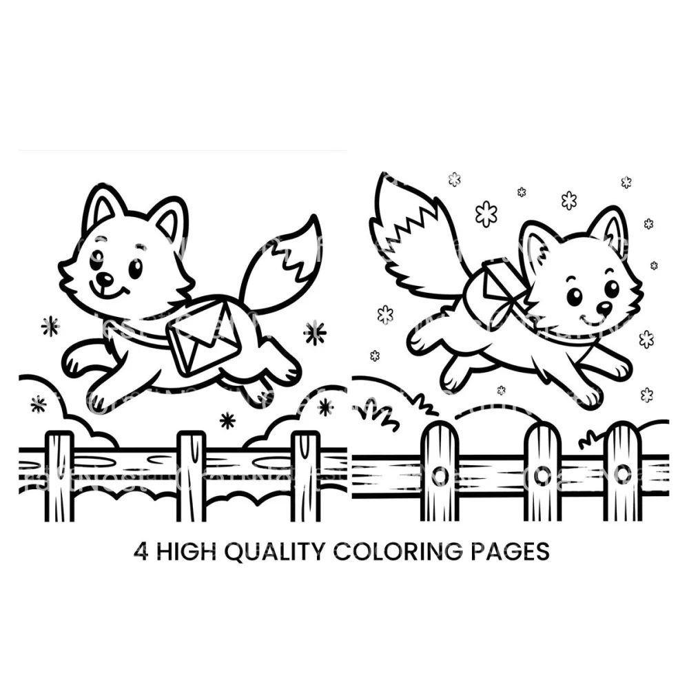 Cute Fox Winter Mail Delivery Coloring Books