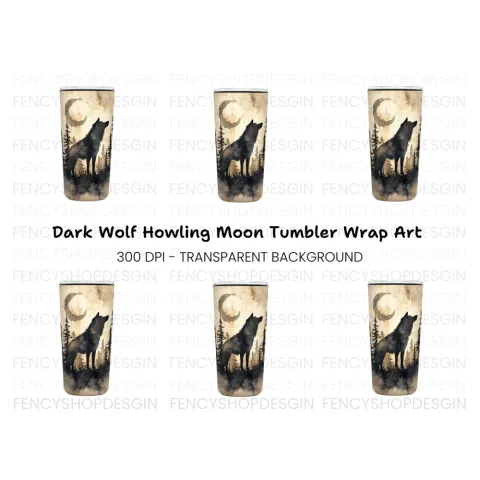 Wolf Howling at Moon Clipart Bundle