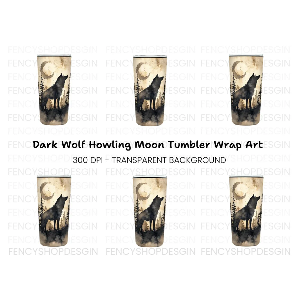 Wolf Howling at Moon Clipart Bundle