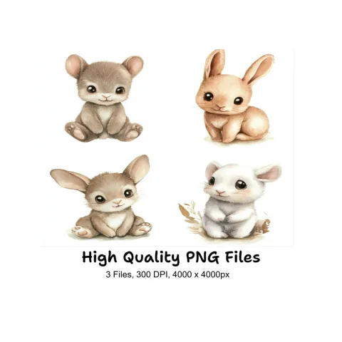 Cute Baby Bunny Clipart Bundle