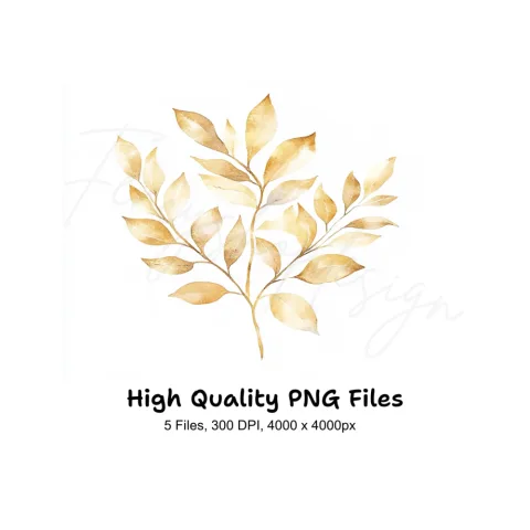 Golden Leaves Clipart Bundle