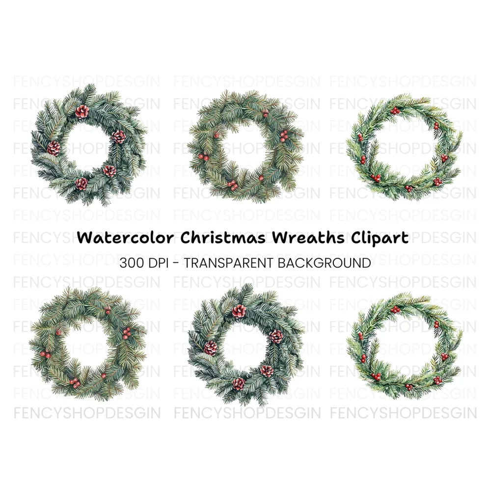 Christmas Wreaths Clipart Bundle