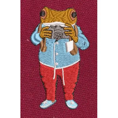 Photographer Frog Multi Color Embroidery Design