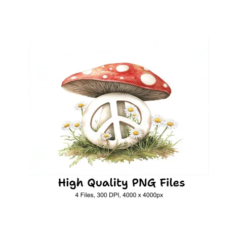Peace Sign Mushroom Clipart Bundle
