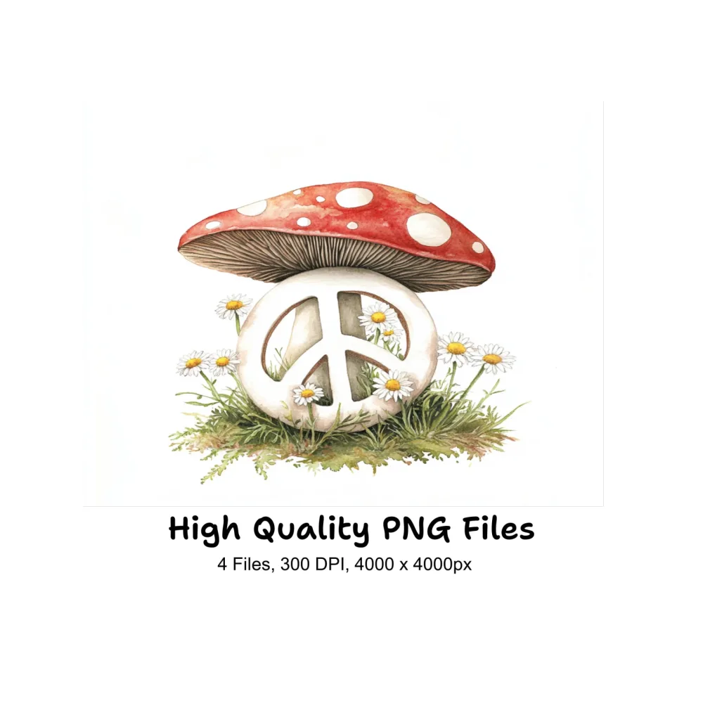 Peace Sign Mushroom Clipart Bundle